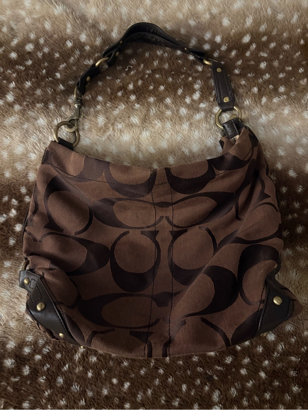 Coach Brown Signature Canvas Hobo Bag